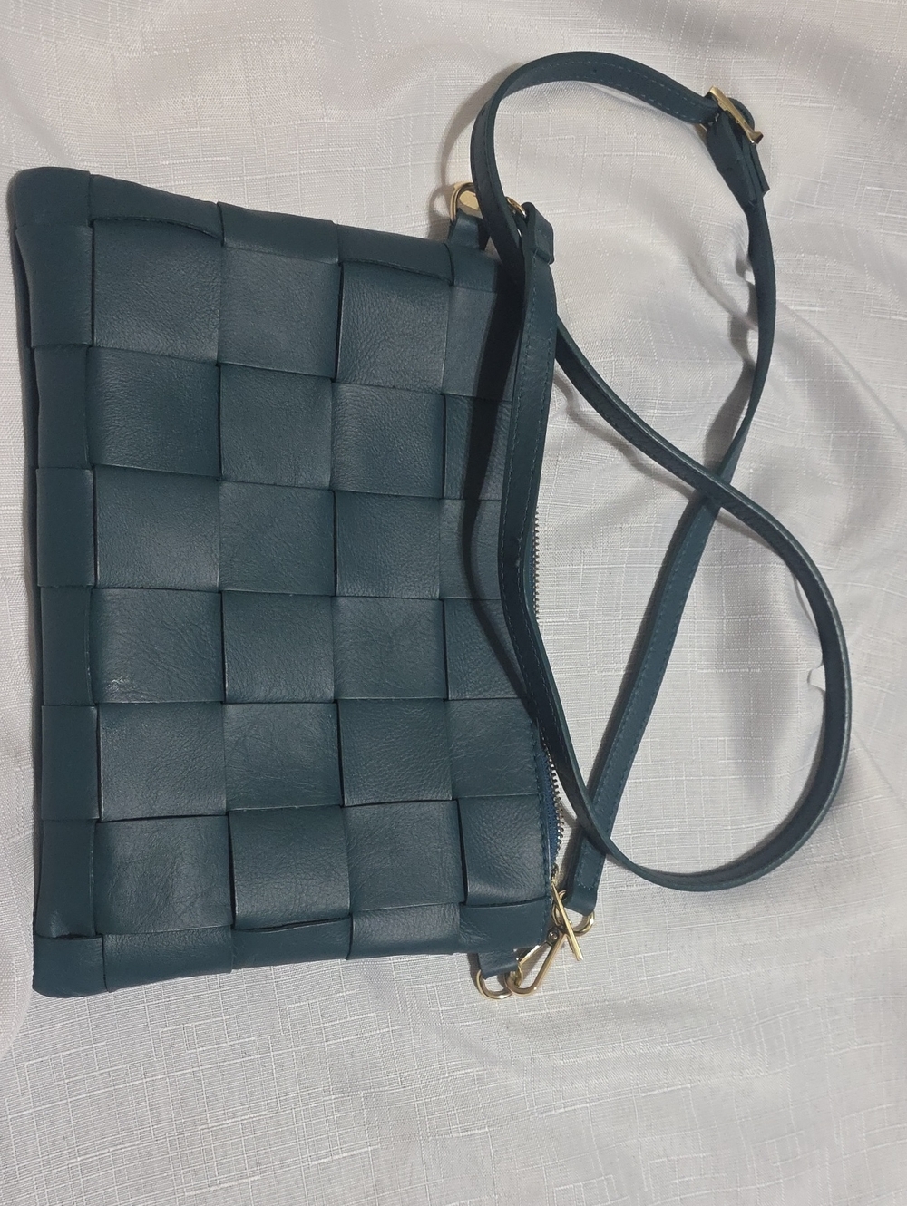 Woven Crossbody Bag in Teal